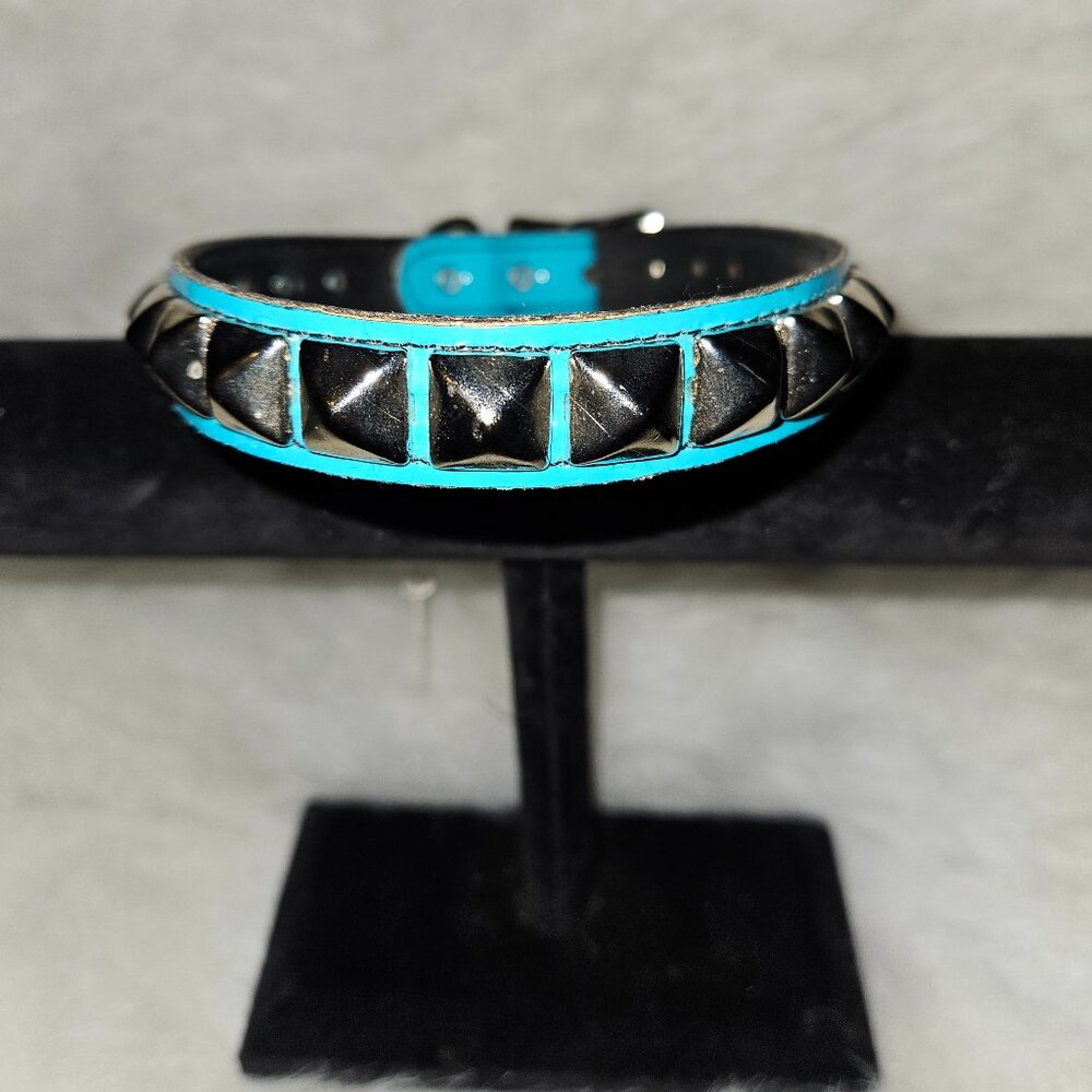 NEW PVC STUDDED CHOKER TURQUOIS BLUE ADJUSTABLE